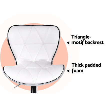 Artiss 2x Bar Stools Gas Lift Leather Seat White.