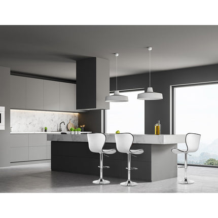 Artiss 2x Bar Stools Gas Lift Leather Seat White.