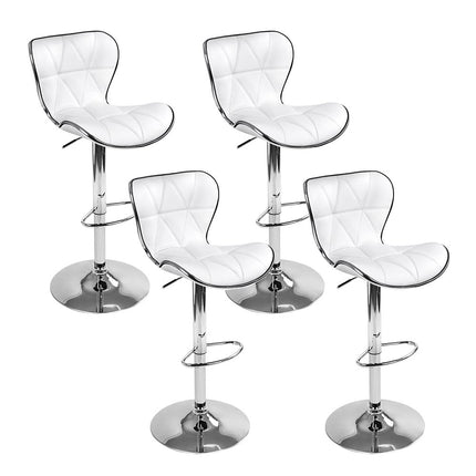 Artiss 4x Bar Stools Gas Lift Leather Seat White.