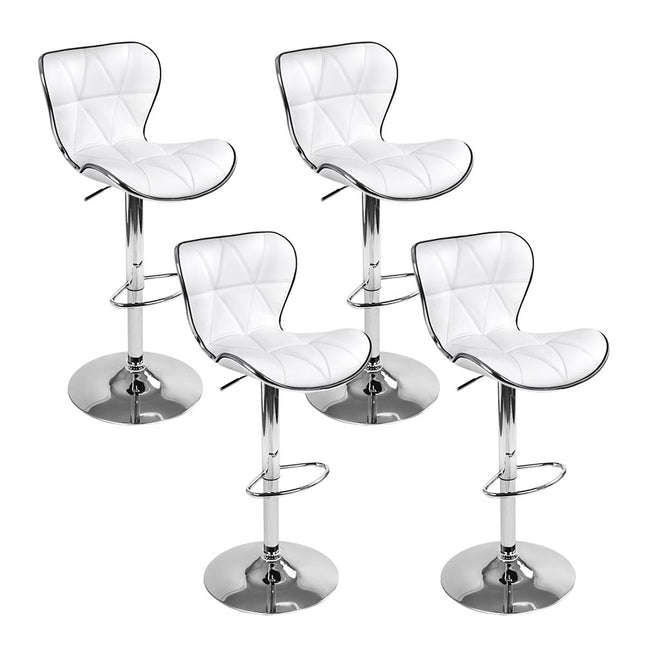 Artiss 4x Bar Stools Gas Lift Leather Seat White.