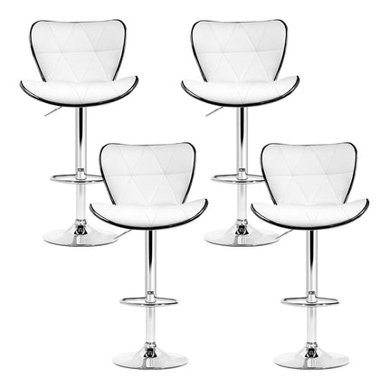 Artiss 4x Bar Stools Gas Lift Leather Seat White.