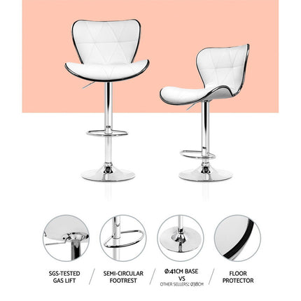Artiss 4x Bar Stools Gas Lift Leather Seat White.