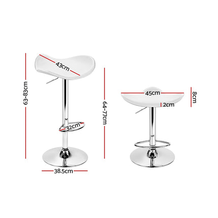 Artiss 2x Bar Stools Leather Gas Lift Chair White.