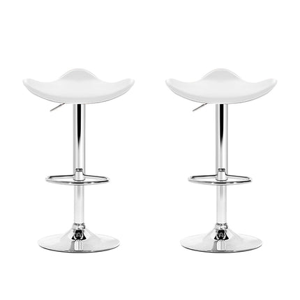 Artiss 2x Bar Stools Leather Gas Lift Chair White.