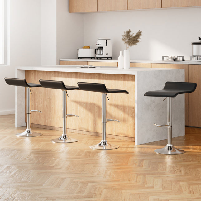 Artiss 4x Bar Stools Adjustable Gas Lift Chairs Black.
