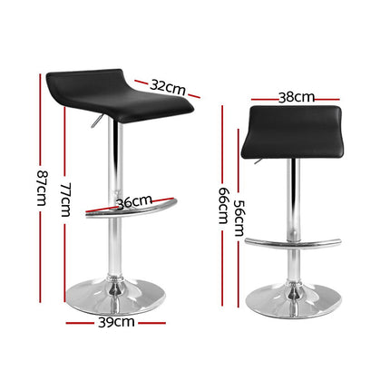 Artiss 4x Bar Stools Adjustable Gas Lift Chairs Black.