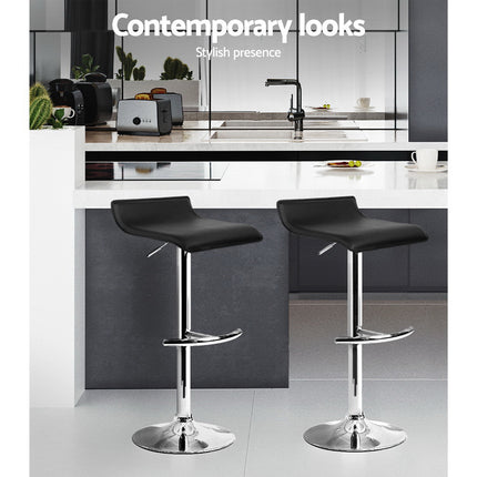 Artiss 4x Bar Stools Adjustable Gas Lift Chairs Black.