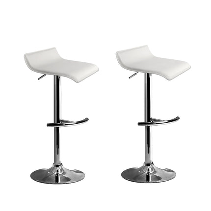 Artiss 2x Bar Stools Adjustable Gas Lift Chairs White.