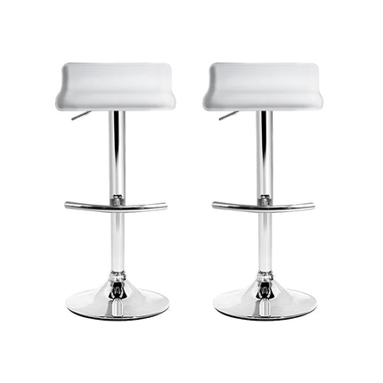 Artiss 2x Bar Stools Adjustable Gas Lift Chairs White.