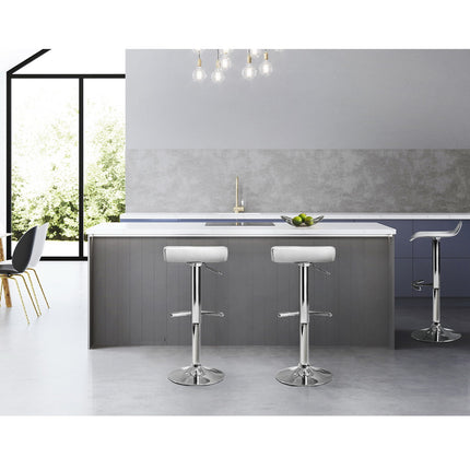 Artiss 2x Bar Stools Adjustable Gas Lift Chairs White.
