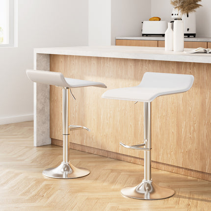 Artiss 2x Bar Stools Adjustable Gas Lift Chairs White.