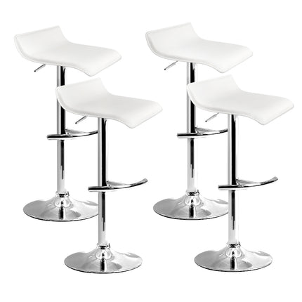 Artiss 4x Bar Stools Adjustable Gas Lift Chairs White.