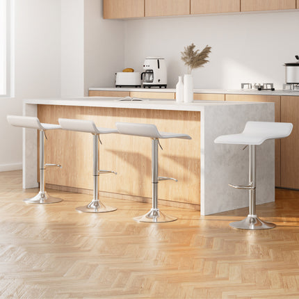 Artiss 4x Bar Stools Adjustable Gas Lift Chairs White.