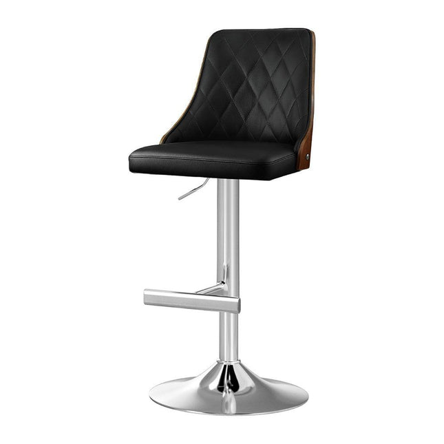 Artiss Bar Stool Bentwood Swivel Adjustable Kitchen Counter Stool Leather Black.