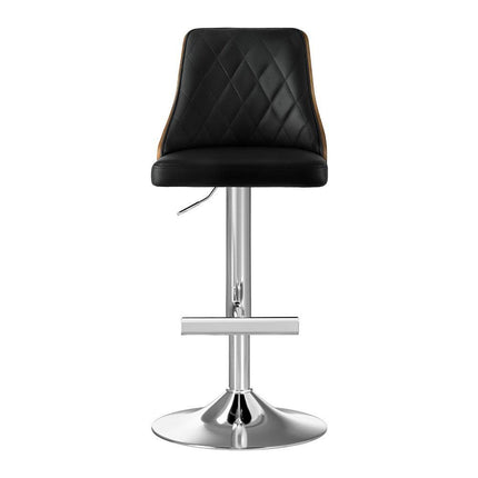 Artiss Bar Stool Bentwood Swivel Adjustable Kitchen Counter Stool Leather Black.