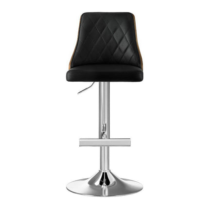 Artiss 2X Bar Stool Wood Swivel Adjustable Kitchen Counter Stool Leather Black.