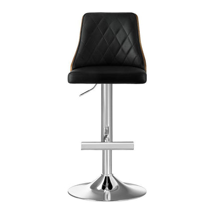 Artiss 4X Bar Stool Wood Swivel Adjustable Kitchen Counter Stool Leather Black.