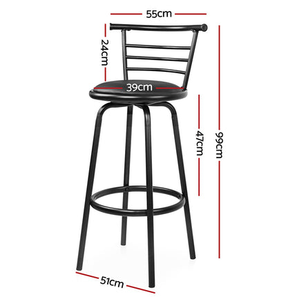 Artiss 2x Bar Stools Swivel Leather Padded Metal.
