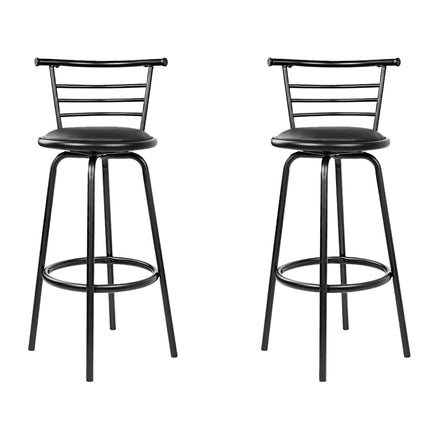 Artiss 2x Bar Stools Swivel Leather Padded Metal.