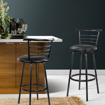Artiss 2x Bar Stools Swivel Leather Padded Metal.