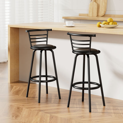 Artiss 2x Bar Stools Swivel Leather Padded Metal.