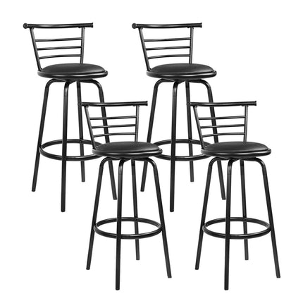 Artiss 4x Bar Stools Swivel Leather Padded Metal.