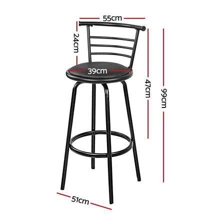 Artiss 4x Bar Stools Swivel Leather Padded Metal.