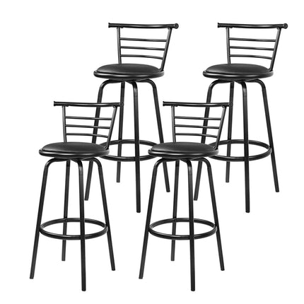 Artiss 4x Bar Stools Swivel Leather Padded Metal.