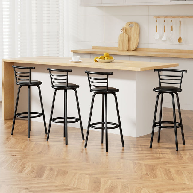Artiss 4x Bar Stools Swivel Leather Padded Metal.