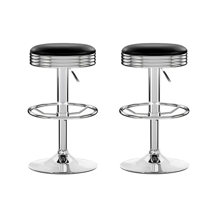 Artiss Set of 2 Backless PU Leather Bar Stools - Black and Chrome.