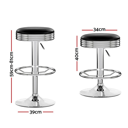 Artiss 4x Bar Stools Leather Padded Gas Lift Silver.