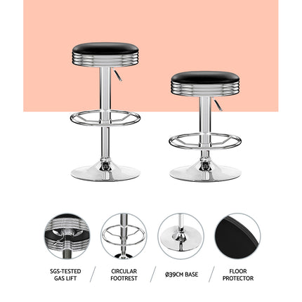 Artiss 4x Bar Stools Leather Padded Gas Lift Silver.