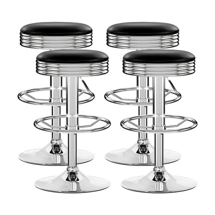 Artiss 4x Bar Stools Leather Padded Gas Lift Silver.
