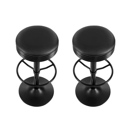 Artiss 2x Bar Stools Leather Padded Gas Lift Black.
