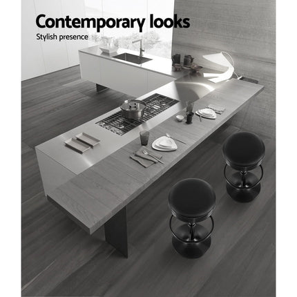 Artiss 2x Bar Stools Leather Padded Gas Lift Black.