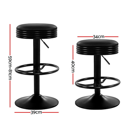Artiss 4x Bar Stools Leather Padded Gas Lift Black.