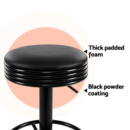 Artiss 4x Bar Stools Leather Padded Gas Lift Black.