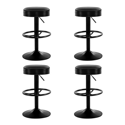 Artiss 4x Bar Stools Leather Padded Gas Lift Black.