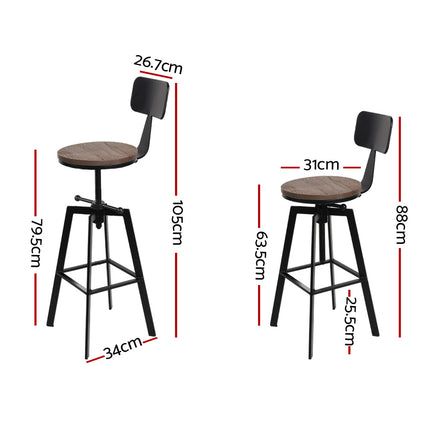 Artiss Bar Stools Kitchen Counter Chairs Vintage Metal Chairs x2.
