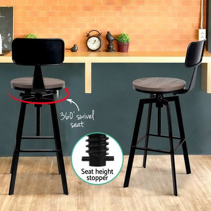 Artiss Bar Stools Kitchen Counter Chairs Vintage Metal Chairs x2.