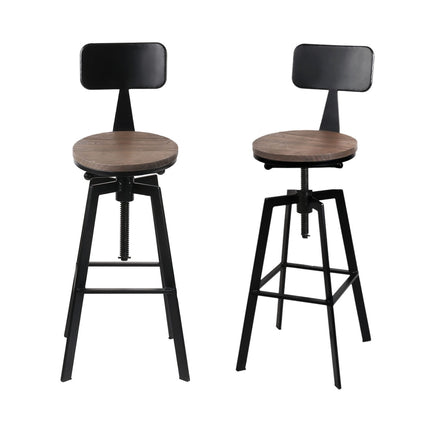 Artiss 4x Bar Stools Kitchen Dining Chairs Adjustable Wood Stool w/Backrest.