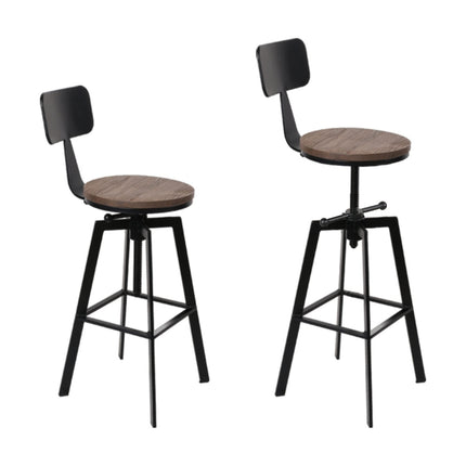 Artiss 4x Bar Stools Kitchen Dining Chairs Adjustable Wood Stool w/Backrest.
