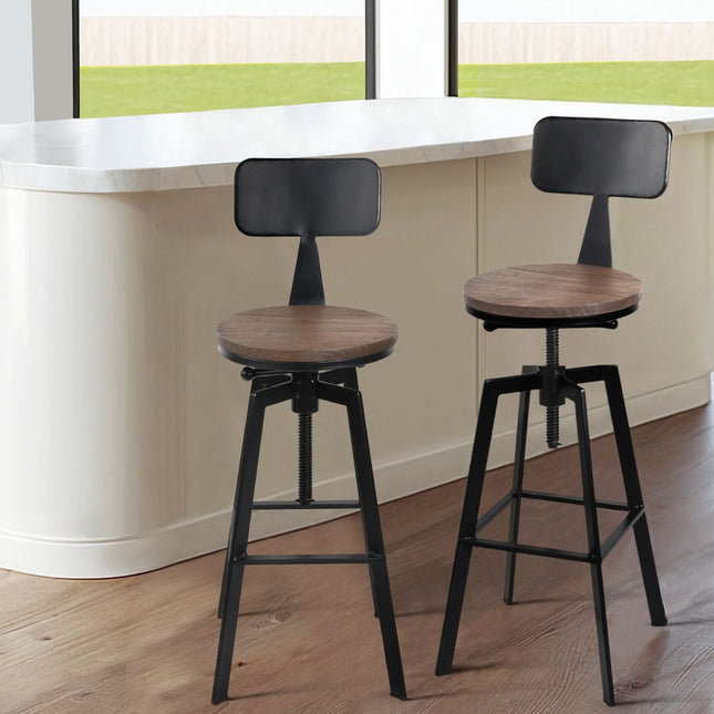 Artiss 4x Bar Stools Kitchen Dining Chairs Adjustable Wood Stool w/Backrest.