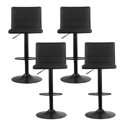 Artiss 4x Bar Stools Gas Lift Linen Fabric Black.