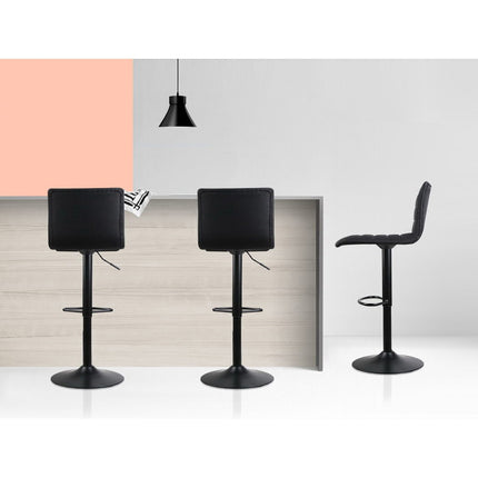 Artiss 4x Bar Stools Gas Lift Linen Fabric Black.