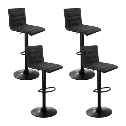 Artiss 4x Bar Stools Gas Lift Linen Fabric Black.