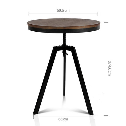 Artiss Bar Table 67-86CM Height Round Brown.