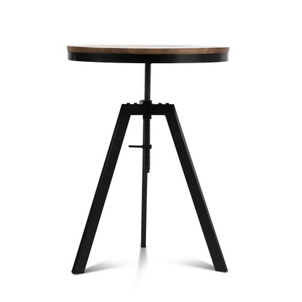 Artiss Bar Table 67-86CM Height Round Brown.
