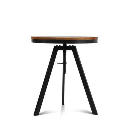 Artiss Bar Table 67-86CM Height Round Brown.