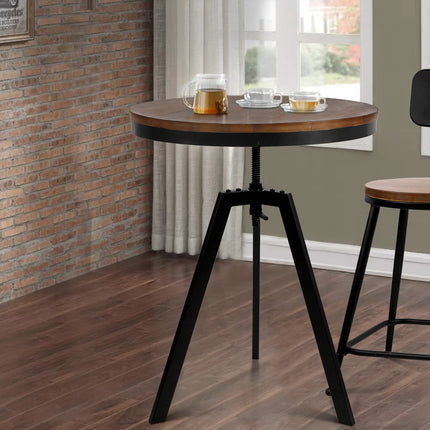 Artiss Bar Table 67-86CM Height Round Brown.